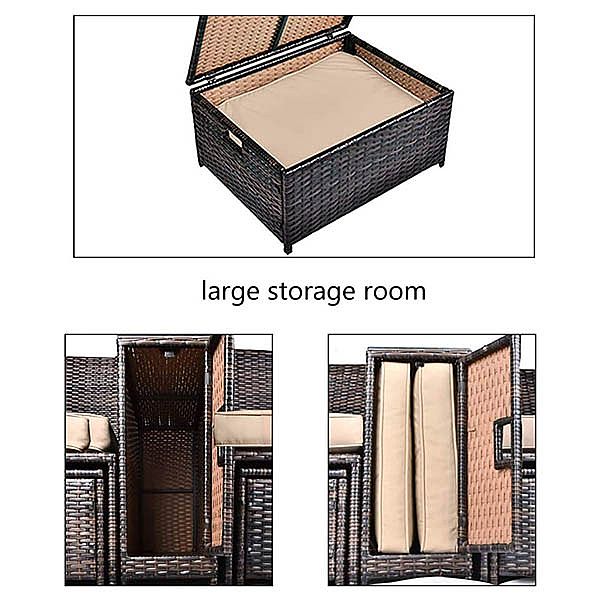 5-teiliges Zweisitzer-Set für die Terrasse aus Korbgeflecht - 10C02M