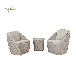 3-teiliges Outdoor-Bar-Möbelset aus Korbgeflecht und Rattan