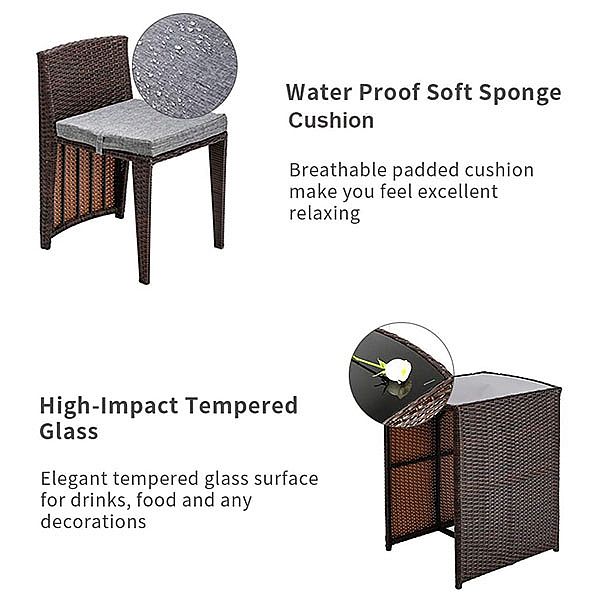 Heißverkauftes 3-teiliges Terrassenmöbel-Set aus Korbgeflecht - 10C02O