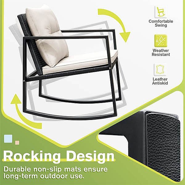 3-teiliges Gartenmöbel-Set aus Korbgeflecht mit Schaukel - 10C02R