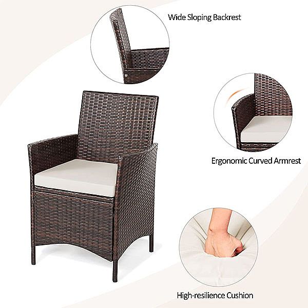 3 Stück Rattan Gartenmöbel Set Wicker Bar Tisch - 10C02S