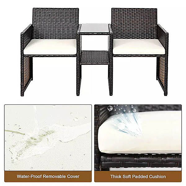 Einteiliger Anzug Rattan Gartenmöbel Set 2-Sitzer Sofa - 10C02T