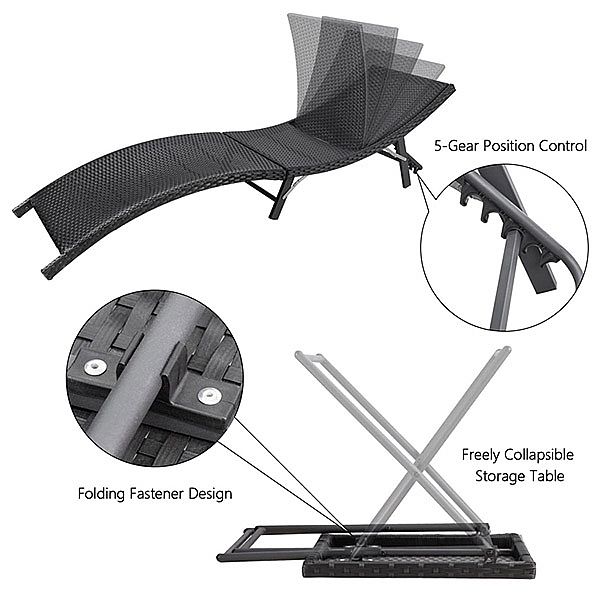Verstellbares, klappbares Sonnenliegen-Set für den Außenbereich - 10C02U