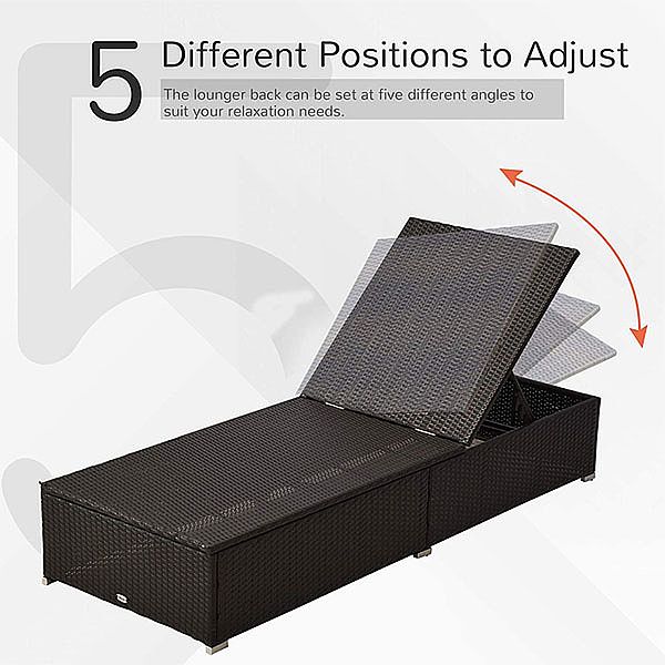 Outdoor-Pool-Loungesessel-Set mit verstellbarer Rückenlehne aus Korbgeflecht - 10C02W