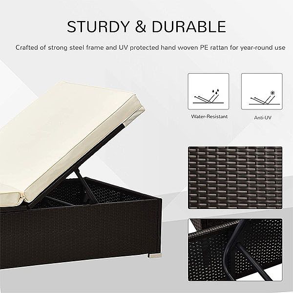 Outdoor-Pool-Loungesessel-Set mit verstellbarer Rückenlehne aus Korbgeflecht - 10C02W