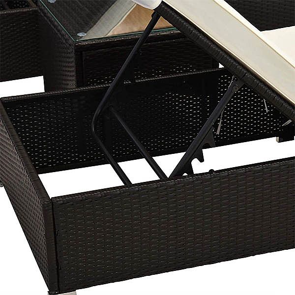 Outdoor-Pool-Loungesessel-Set mit verstellbarer Rückenlehne aus Korbgeflecht - 10C02W