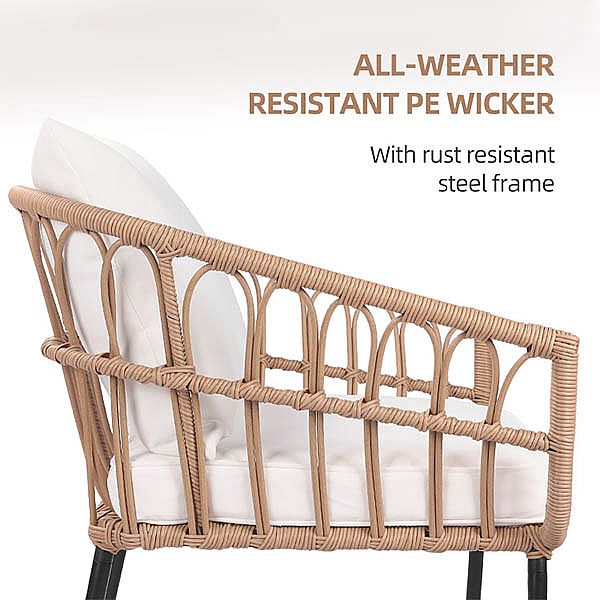 Luxuriöses 3-teiliges Balkon-Garten-Geflechtmöbel-Set - 10C03J