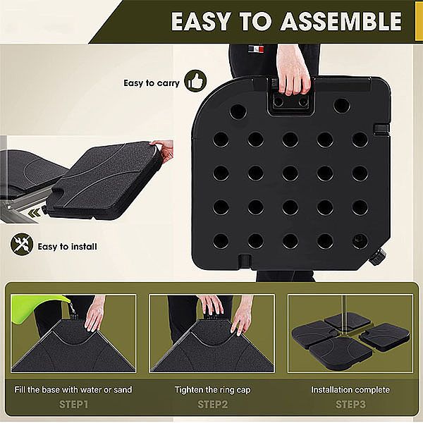 4-teilige robuste, freitragende, versetzte Sonnenschirmbasis - 12U03C