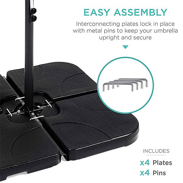 4 Stück robuste, freitragende, versetzte Außenschirmbasis - 12U03D