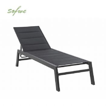 Verstellbarer Liegestuhl aus Aluminium-Textil mit...
