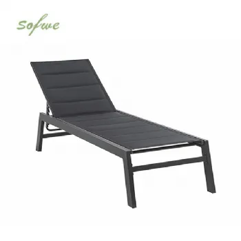 Verstellbarer Liegestuhl aus Aluminium-Textil mit...