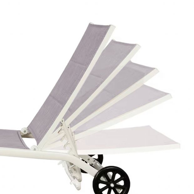 Verstellbarer Liegestuhl aus Aluminium und Textilene mit Rollen - 11D14E