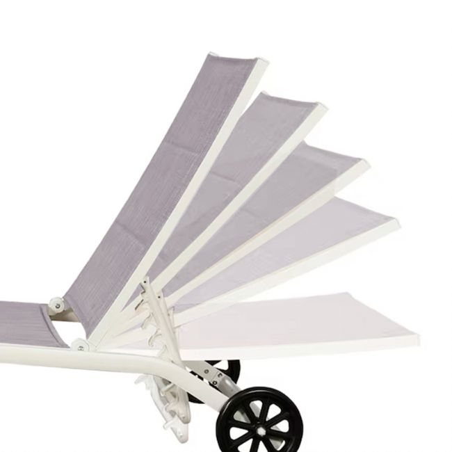 Verstellbarer Liegestuhl aus Aluminium und Textilene mit Rollen - 11D14E