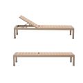 Verstellbarer Liegestuhl aus Aluminium, Kunststoff und Holz mit Rollen - 11D14G