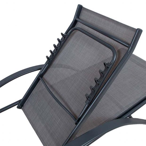 Verstellbarer Liegestuhl aus Aluminium mit S-förmigen Armlehnen - 11D14I
