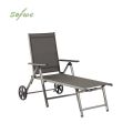 Aluminium-Textilene-Liegestuhl mit Rollen und Kissen - 11D14K