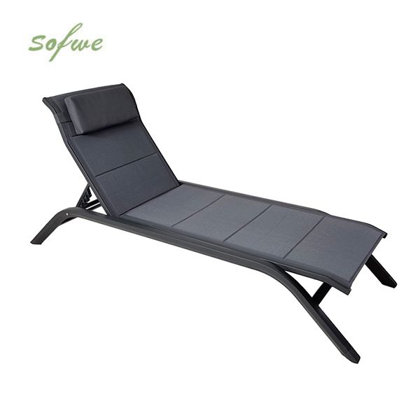 Verstellbare Rückenlehne Outdoor-Sonnenliege mit Aluminiumlegierungsrahmen und Netzgewebe - 11D25A