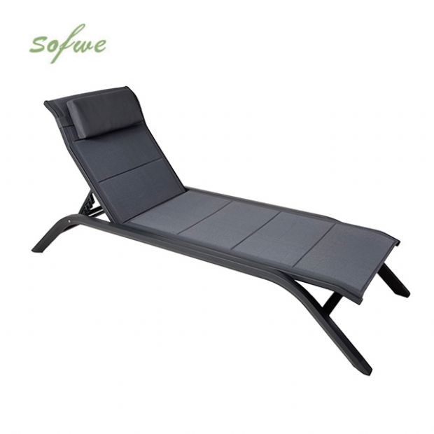 Verstellbare Rückenlehne Outdoor-Sonnenliege mit Aluminiumlegierungsrahmen und Netzgewebe - 11D25A