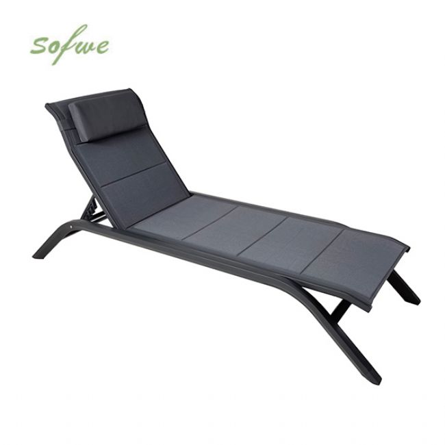 Verstellbare Rückenlehne Outdoor-Sonnenliege mit Aluminiumlegierungsrahmen und Netzgewebe - 11D25A