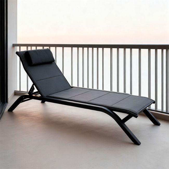 Verstellbare Rückenlehne Outdoor-Sonnenliege mit Aluminiumlegierungsrahmen und Netzgewebe - 11D25A