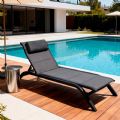 Verstellbare Rückenlehne Outdoor-Sonnenliege mit Aluminiumlegierungsrahmen und Netzgewebe - 11D25A