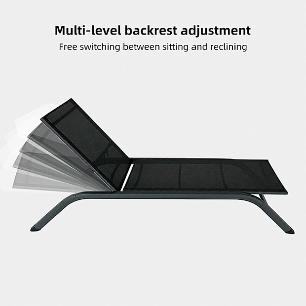 Großhandel: Sonnenliege für den Außenbereich, gebogener Aluminiumrahmen, PVC-beschichtetes Netzgewebe, verstellbare Rückenlehne, flache Bauweise, für Terrasse und Poolbereich - 11D25Q