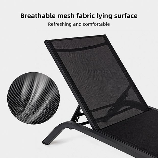 Großhandel: Sonnenliege für den Außenbereich, gebogener Aluminiumrahmen, PVC-beschichtetes Netzgewebe, verstellbare Rückenlehne, flache Bauweise, für Terrasse und Poolbereich - 11D25Q