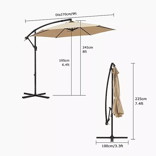 Outdoor Offset hängende Sonnenschirm Patio Regenschirme Großhandel - 11U01R